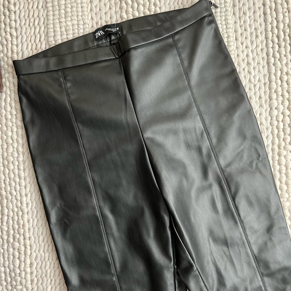 Zara Faux Leather Side Zip Pants - Picture 8 of 9